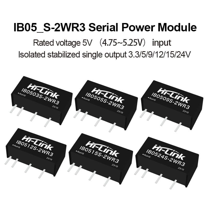 IB0505S-2WR3 IB0503/IB0509/IB0512/IB0515/IB0524S-2W DC-DC isolated step down power supply module with short-circuit protection